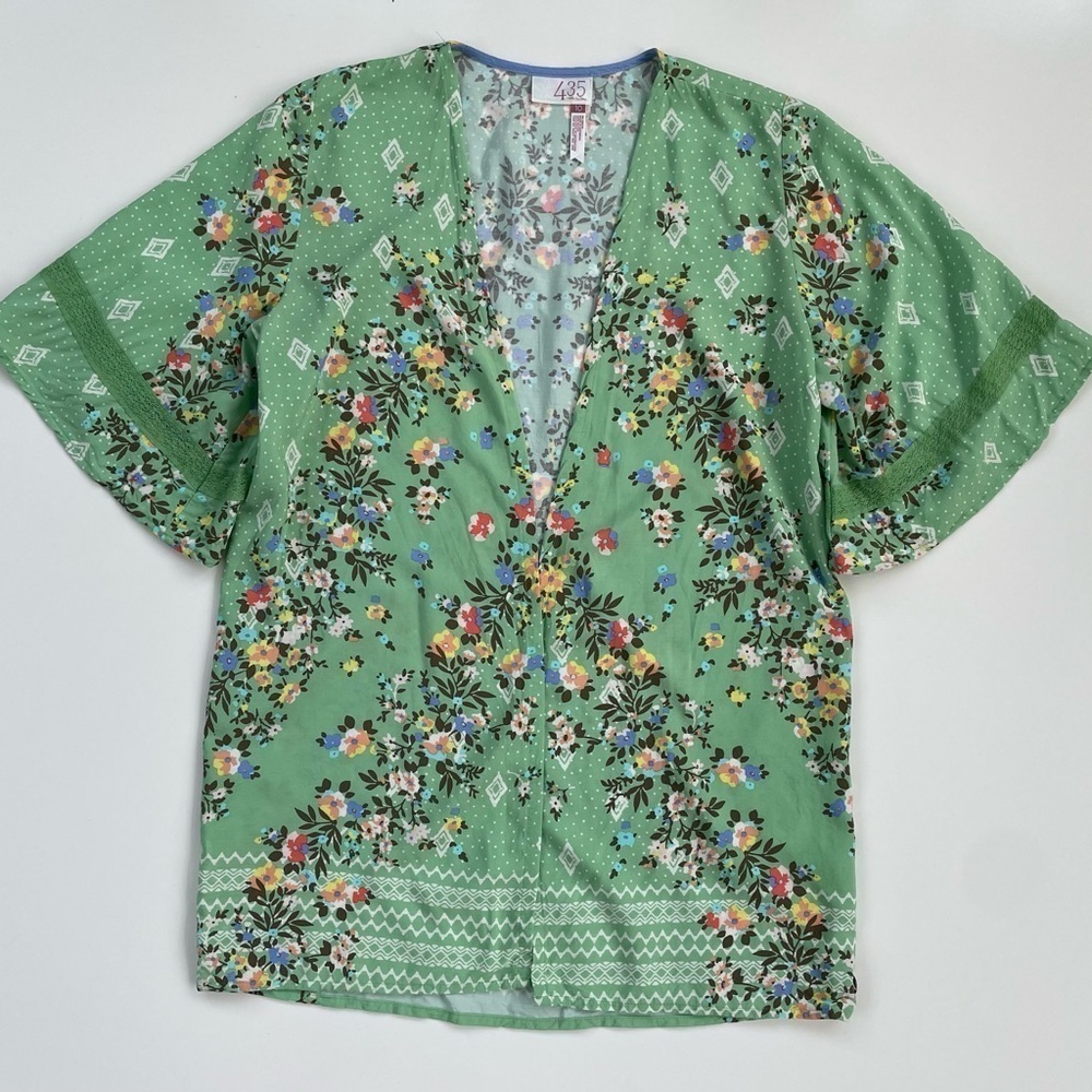 Matilda Jane 435 Girl's Green Music in Me Floral Kimono Cardigan Size 10